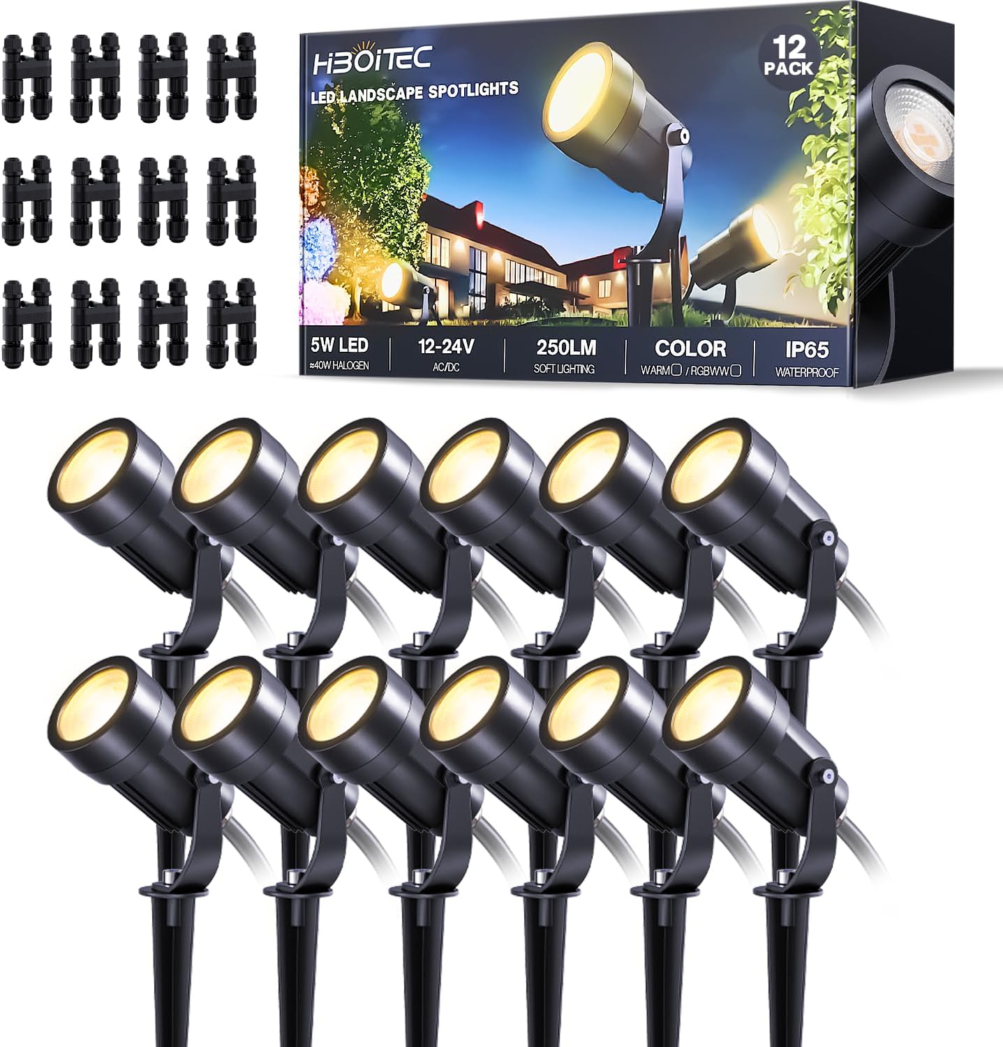 Outdoor Spotlight - Confezione da 12 Faretti LED a